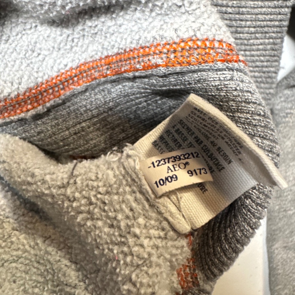 Y2K Vintage American Eagle Outfitters Mens Small Gray Full Zip Hoodie Sweatshirt - Picture 7 of 13
